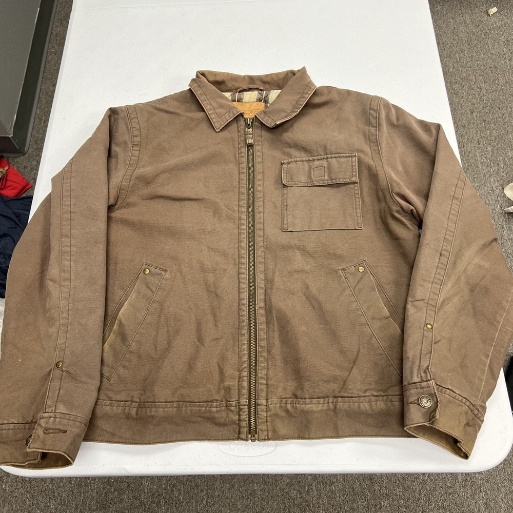 Cherokee Workwear Jacket Mens M Brown Canvas Quilted Flannel Lined Distressed